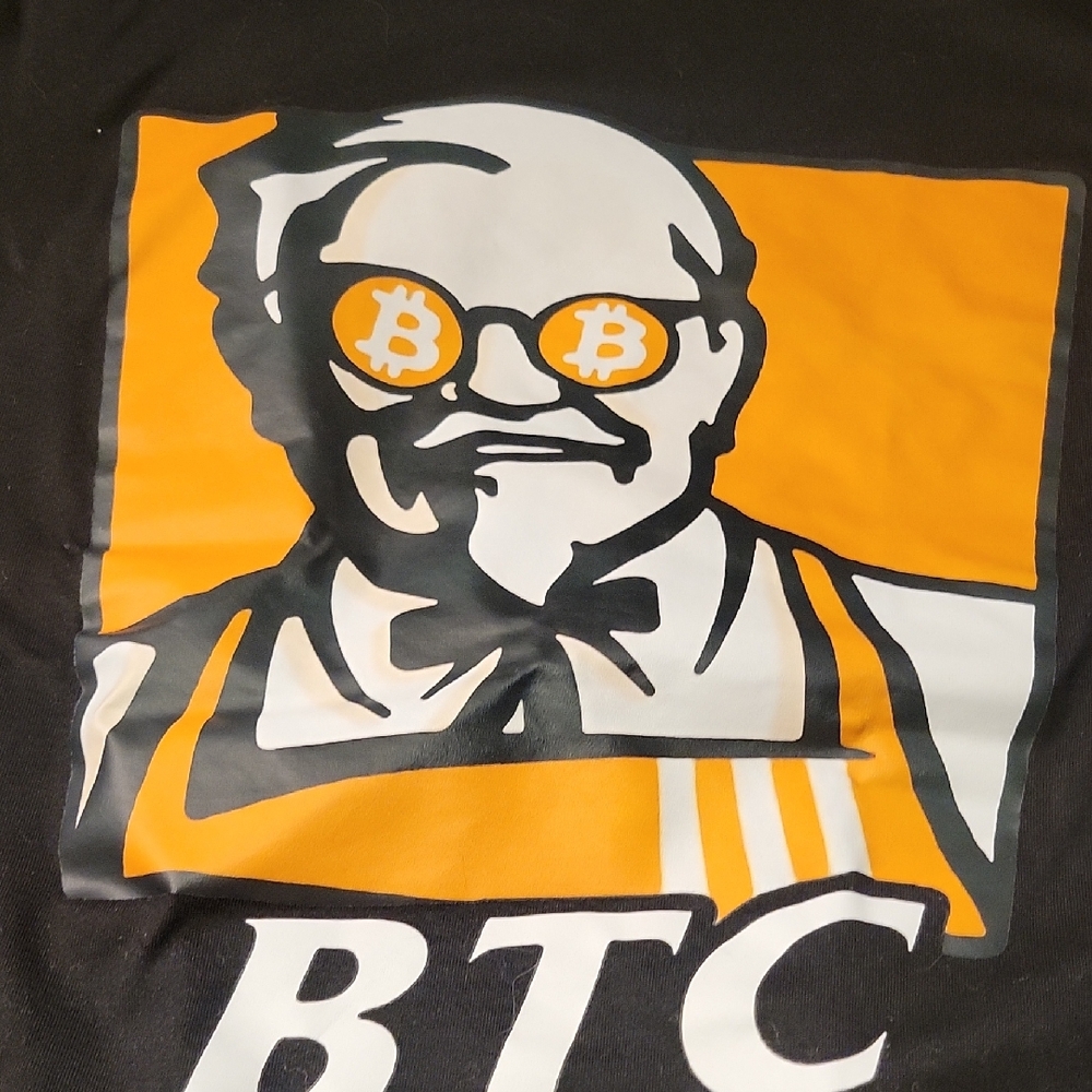 Mens Xxl Bitcoin Black and Orange Graphic T-Shirt